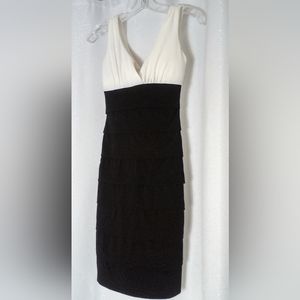 Black and White Sleeveless Tiered Dress Prom Homecoming Special Occasion